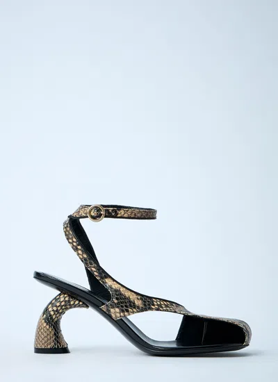 Dries Van Noten Women Snakeskin-embossed Slingback Heels In Beige