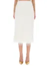 Dries Van Noten White Midi Skirt With Fringes In White