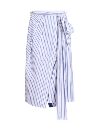 Dries Van Noten Women's Solada Striped Cotton Midi-skirt In Light Blue