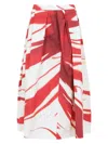 Dries Van Noten Tulip Petal Print Cotton A-line Soni Midi Skirt In Red