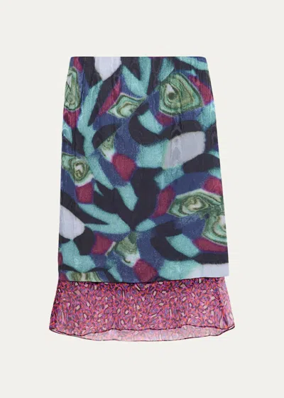 Dries Van Noten Women's Sorai Silk-blend Midi Skirt In Petrol