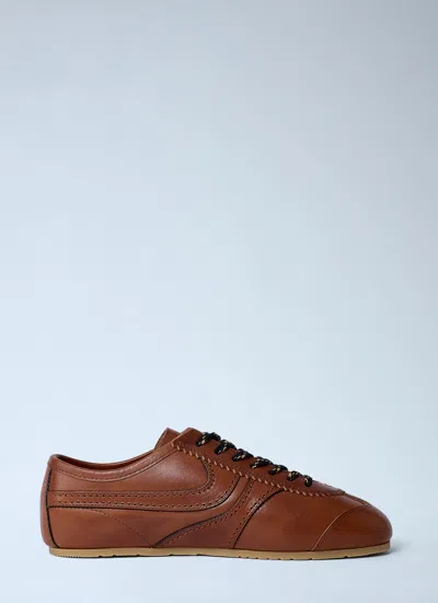 Dries Van Noten Women Suede Trimmed Sneakers In Brown