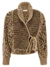 Dries Van Noten Textured Knit Cardigan Shawl Collar In Brown
