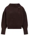Dries Van Noten High Neck Long Sleeve Knit Sweater In Brown