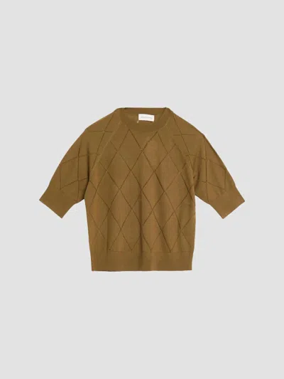 Dries Van Noten Women's Tuan Geometric Wool Top In Khaki