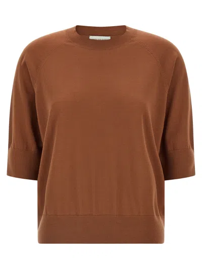 Dries Van Noten Tuan Short-sleeve Knitted Sweater In Brown