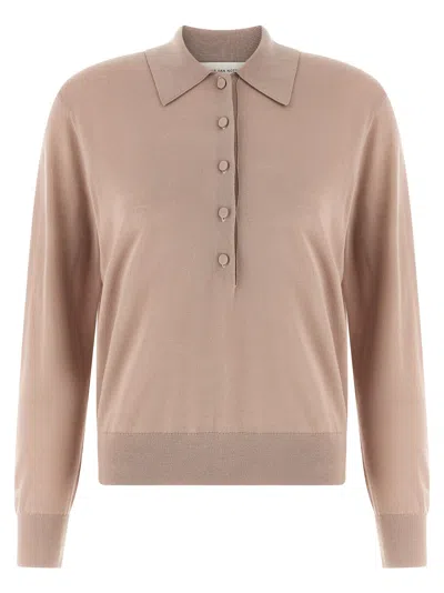 Dries Van Noten Long Sleeve Polo Shirt In Pink