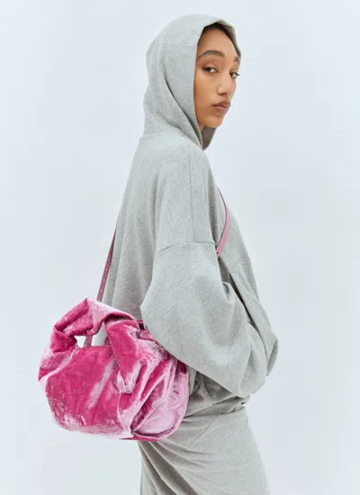 Dries Van Noten Women Twist Velvet Handbag In Pink