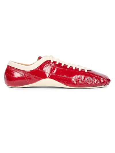 Dries Van Noten Women's Two-tone Low-top Patent Leather Sneakers In Red
