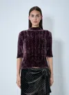 Dries Van Noten Women Velour Rib Sweater In Purple