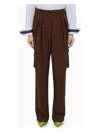 Dries Van Noten Brown Viscose And Silk Cargo Trousers In Brown