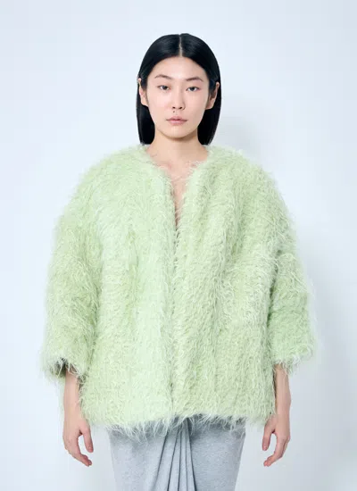 Dries Van Noten Women Voilin Faux Fur Jacket In Green
