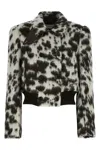 Dries Van Noten Animal Print Double Breasted Long Sleeve Coat In Gray