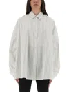 Dries Van Noten White Striped Cotton Cocoon Shirt In White