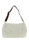 Dries Van Noten Women White Shoulder Bag With Leather Strap And Brushed Effect In Leather And Fabric In White