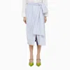 Dries Van Noten Women's White Striped Blue Cotton Midi Skirt In Blue