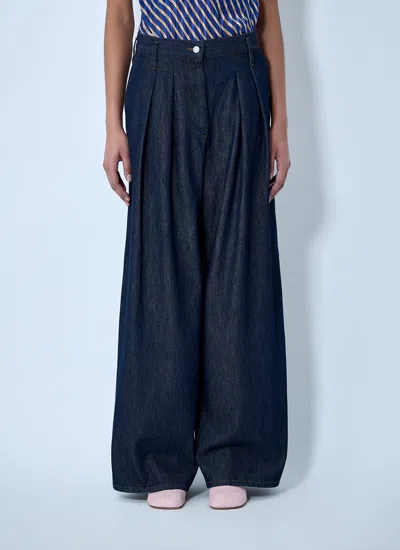 Dries Van Noten Women Wide-leg Denim Trousers In Blue