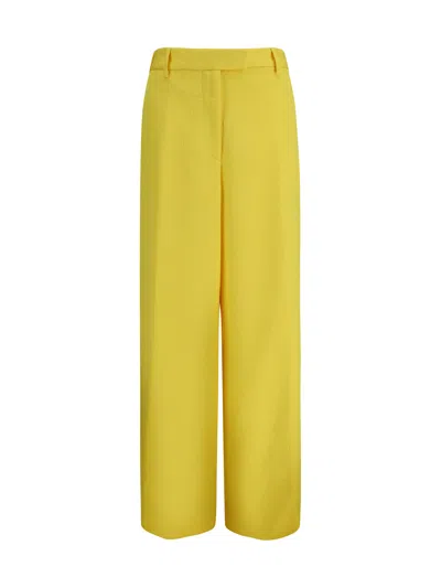 Dries Van Noten Women Wide-leg Pants With All-over Jacquard Pattern In Yellow