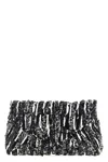 Dries Van Noten Two-tone Pleated Jacquard Clutch With Sequin Detail In Gray
