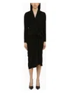 Dries Van Noten Draped Detail Wool Blend Dress In Black