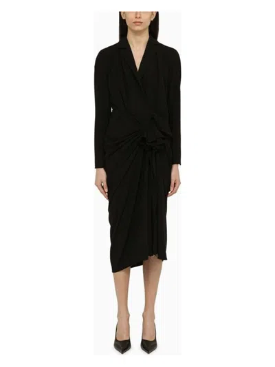 DRIES VAN NOTEN WOMEN'S WOOL-BLEND DRESS WITH DRAPE