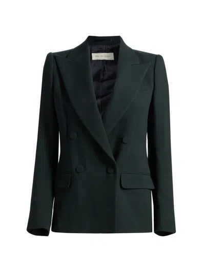 Dries Van Noten Women's Wool Double-breasted Blazer In Dark Green