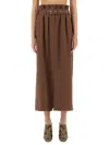 Dries Van Noten Seaches Pleated Wool-gabardine Midi Skirt In Brown