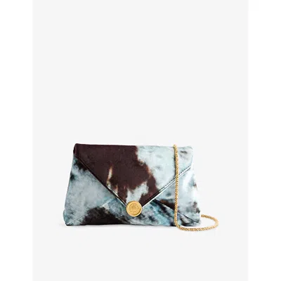 Dries Van Noten Womens Auber Printed Velvet Envelope Clutch Bag