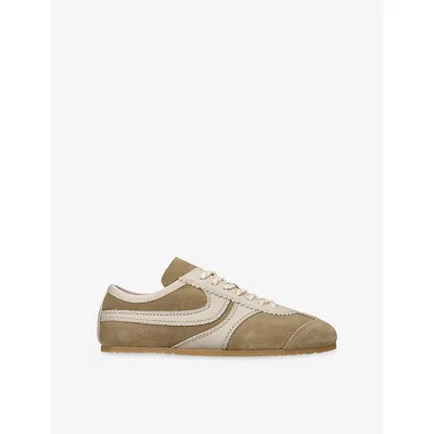 Dries Van Noten Women Beige Low-top Sneakers With Two-tone Lace-up In Suede Woman In White