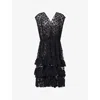 Dries Van Noten Ruffled Polka-dot Cotton-blend Mesh Midi Dress In Black