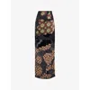 Dries Van Noten Womens  Devoré Asymmetric Woven Midi Skirt In Black
