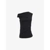 Dries Van Noten Off-the-shoulder Draped Cotton-jersey Top In Black
