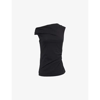 DRIES VAN NOTEN WOMENS BLACK DRAPED SLEEVELESS COTTON-JERSEY TOP XS