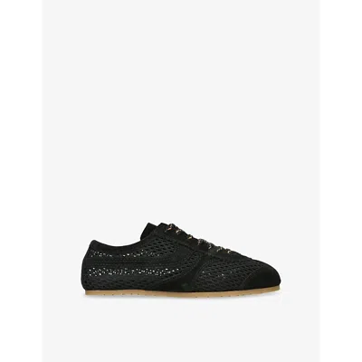 DRIES VAN NOTEN WOMENS BLACK DUSTIN SUEDE-TRIM LOW-TOP MESH TRAINERS EUR 36 / 3 UK