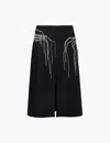 Dries Van Noten Womens Black Embellished Regular-fit Brushed Wool-blend Midi Skirt In Black