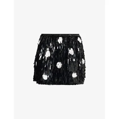 Dries Van Noten Womens Black Gabrina Embellished Silk Mini Skirt