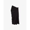 Dries Van Noten Ruched Cotton Midi Skirt In Black