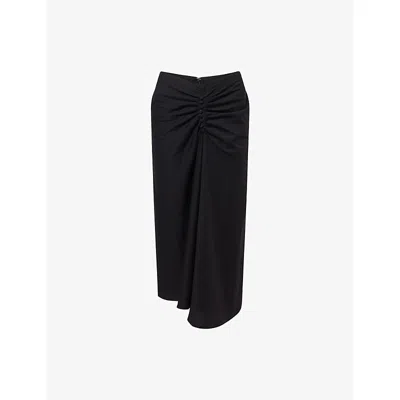 Dries Van Noten Womens Black Hevira Draped Cotton-jersey Midi Skirt
