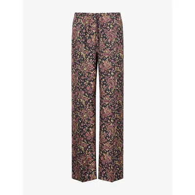 Dries Van Noten Womens Black Puvis Elasticated Printed Woven Trousers In Brown