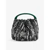 Dries Van Noten Small Pleated Jacquard With Resin Handle Bags In Black