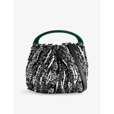 DRIES VAN NOTEN WOMENS BLACK SMALL PLEATED JACQUARD BAG