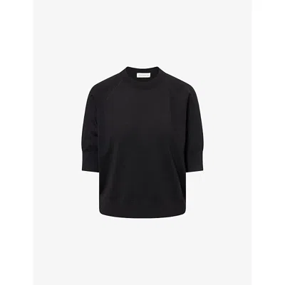 Dries Van Noten Womens Black Tuan Short-sleeve Merino Wool Jumper Xs