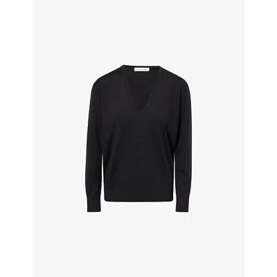 Dries Van Noten Womens Black Tuomas V-neck Merino Wool Jumper Xs