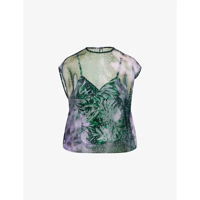 Dries Van Noten Womens Bottle Capo Tris Sleeveless Silk Shirt In Brown