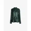 Dries Van Noten Womens Bottle Sequin-embellished Long-sleeves Woven Shirt