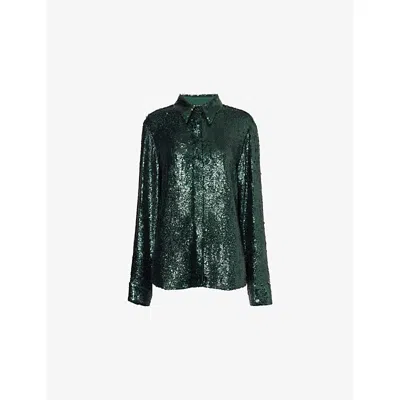 Dries Van Noten Womens Bottle Sequin-embellished Long-sleeves Woven Shirt
