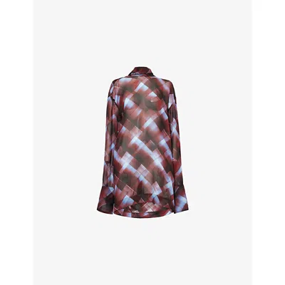 Dries Van Noten Womens Burgundy Chaddy Abstract Graphic-print Woven Shirt Xs