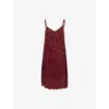 Dries Van Noten Womens Burgundy Denta Embellished Silk Mini Dress In Burgundy