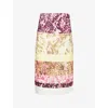 Dries Van Noten Womens Burgundy Floral Mid-waist Stretch-woven Midi Skirt