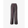 Dries Van Noten Womens Burgundy Puvis Patterned Silk Trousers In Brown